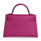 Mini Kelly 20 Bag Sellier Rose Pourpre Chevre Leather with Palladium Hardware