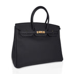 Limited Edition Birkin 35 Bag Plomb (Off Black) Togo Leather with Gold Hardware