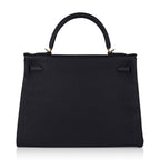 Kelly 32 Retourne Bag Black Gold Hardware Togo Leather