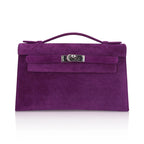Limited Edition Kelly Pochette Violet Doblis Clutch Bag with Palladium Hardware