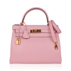 Kelly 28 Bag Rose Sakura Gold Hardware Swift Leather