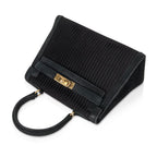 Kelly 20 Mini Vintage Bag Black Pleated Silk Suede Trim Gold Hardware