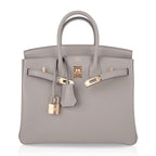 Birkin 25 Bag Gris Asphalte Novillo Leather Gold Hardware