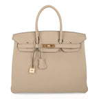 Birkin 35 HSS Bi-Color Bag Trench / Rose Jaipur Brushed Gold Hardware