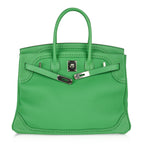 Birkin 35 Bag Ghillies Limited Edition Bamboo Palladium Hardware
