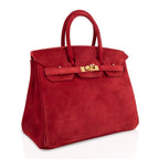 Birkin 25 Doblis Bag Rouge Vif Suede Gold Hardware