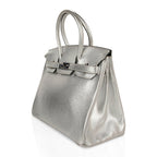 Limited Edition Birkin 30 Bag Silver Metallic Chevre Leather with Palladium Hardware