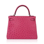 Kelly 25 Retourne Bag Fuchsia Ostrich with Palladium Hardware
