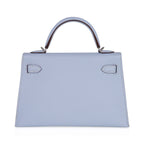 Kelly 20 Mini Sellier Bag Blue Brume Epsom Leather Gold Hardware