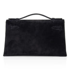 Kelly Pochette Black Doblis Suede Palladium