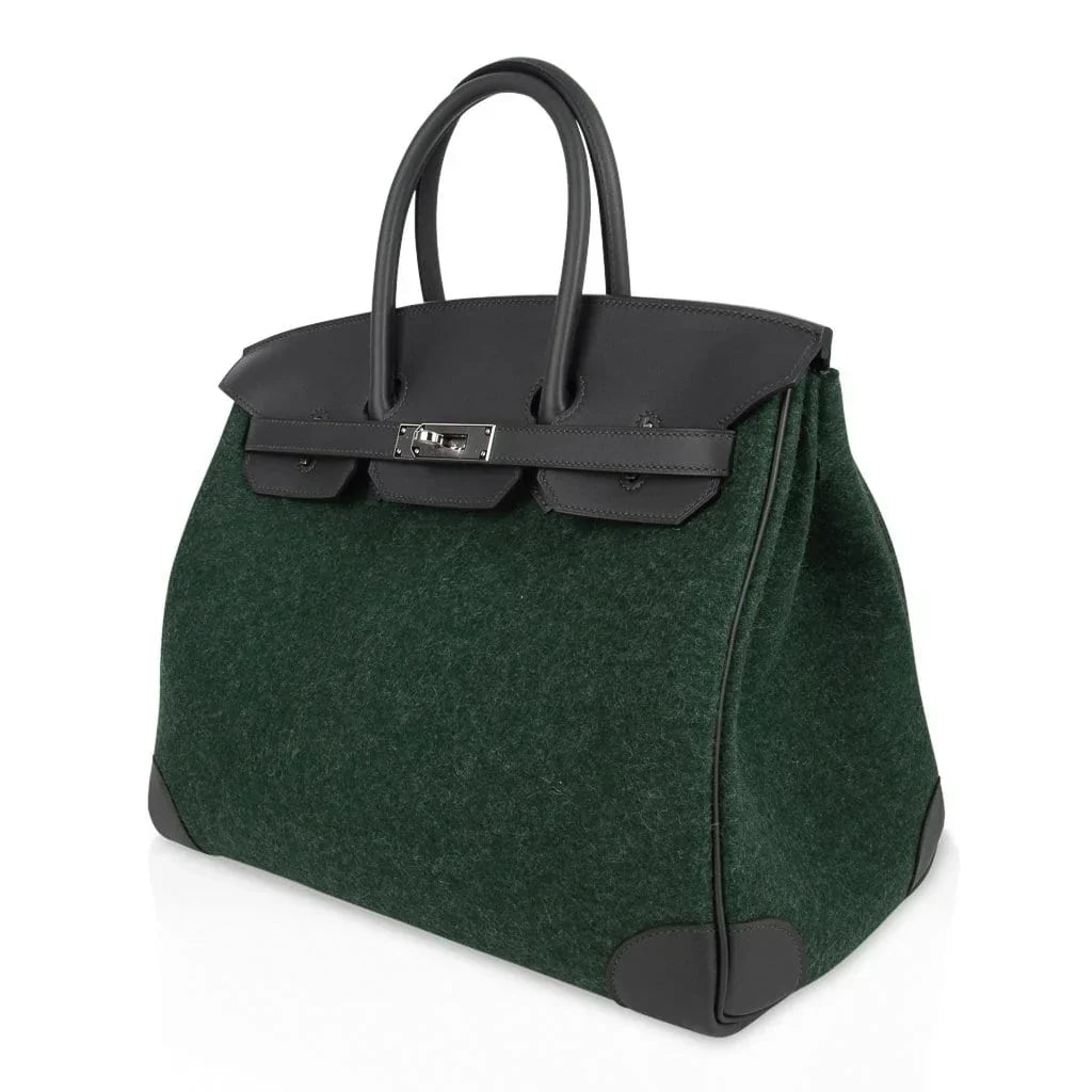 Birkin 35 Limited Edition Bi-Color Vert Anglais Feutre Vert Cypress Swift