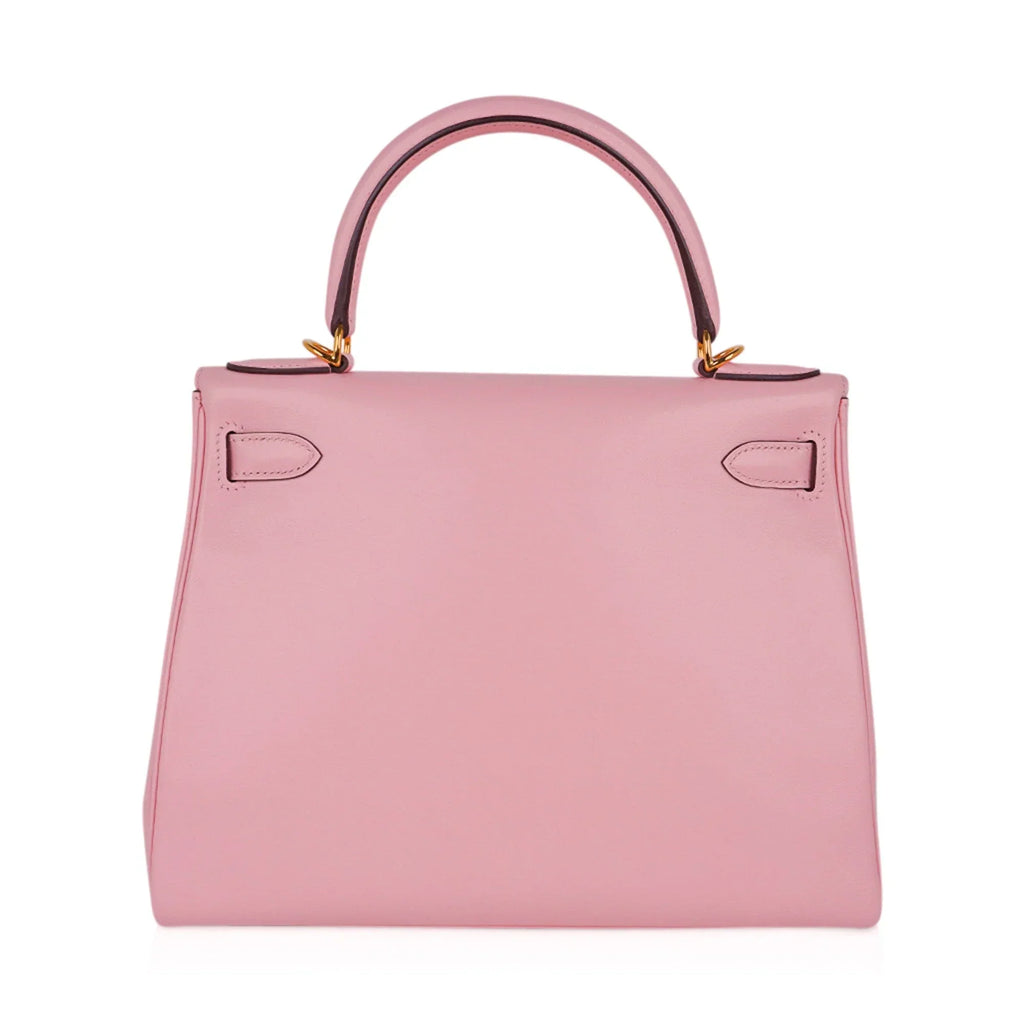 Kelly 28 Bag Rose Sakura Gold Hardware Swift Leather