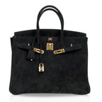 Birkin 35 Bag Black Doblis Suede Gold Hardware Limited Edition
