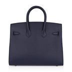 Birkin 25 Sellier Bag Bleu Indigo Gold Hardware Epsom Leather New w/Box