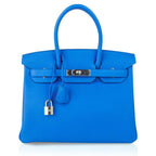 Verso Birkin 30 Bag Blue Zanzibar & Malachite Togo Leather with Palladium Hardware
