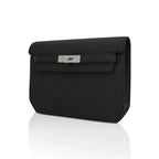 Kelly Depeches 25 Pouch Bag Black Galop D’Leather with Palladium Hardware