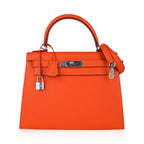 Kelly 28 Sellier Bag Feu Epsom Leather Palladium Hardware