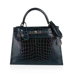 Kelly 28 Sellier Verso Vert Cypress / Vert Jade Bag Alligator Palladium Hardware