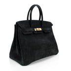 Birkin 35 Bag Black Doblis Suede Gold Hardware Limited Edition