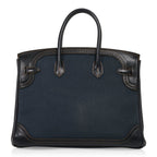 Birkin 35 Ghillies Denim Fonce Toile / Black Evercalf Bag Limited Edition