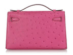 Kelly Pochette Palladium Hardware Fuchsia Ostrich