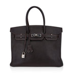 Birkin 35 Bag Cocoan Brown Chevre Leather with Palladium Hardware