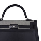 Kelly 32 Sellier Bag Toile H Berline & Plume Swift Leather with Palladium Hardware