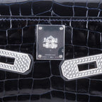 Kelly Cut Diamond Blue Marine Crocodile Bag Exquisite Clutch