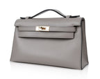Kelly Pochette Gris Asphalte Swift Gold Hardware