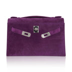 Limited Edition Kelly Pochette Violet Doblis Clutch Bag with Palladium Hardware
