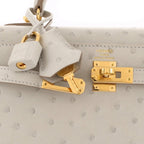 Kelly II Sellier Mini Beton Ostrich Gold Hardware