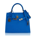 Kelly 25 Sellier Bag Blue Frida Epsom Leather with Gold Hardware