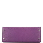 Kelly Violine Sellier Ostrich with Palladium Hardware