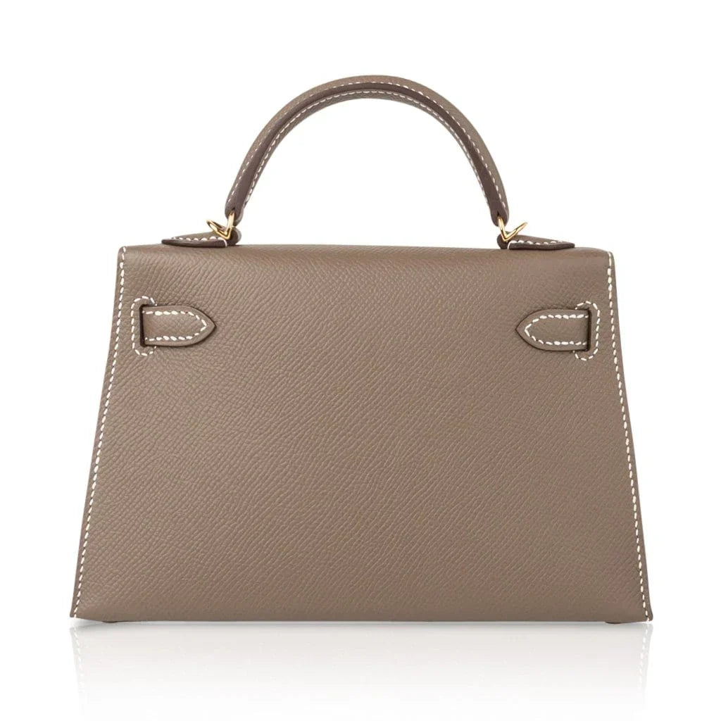 Kelly 20 Mini Sellier Bag Etoupe Limited Edition Epsom Gold Hardware
