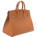 Birkin Sellier 25 Gold Epsom Leather Rolled Handles Gold Hardware Handbag