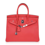 Birkin 35 Bag Rose Jaipur Clemence Leather with Palladium Hardware