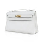 Kelly Pochette Clutch Bag Very Rare White Gold Hardware