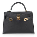 Kelly 20 Mini Kelly II Sellier Bag Black Chevre Gold Hardware Limited Edition