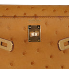 Kelly Danse Bag Tabac Camel Ostrich with Gold Hardware