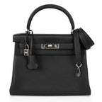Kelly 28 Bag Black Retourne Togo Palladium Hardware
