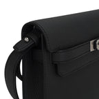 Kelly Depeches 25 Pouch Bag Black Galop D’Leather with Palladium Hardware