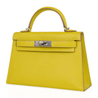 Kelly 20 Mini Sellier Bag Lime Chevre Leather Palladium New w/Box