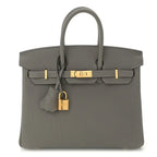 Birkin 25 Gris Meyer crafted from incredibly soft Togo calfskin leather