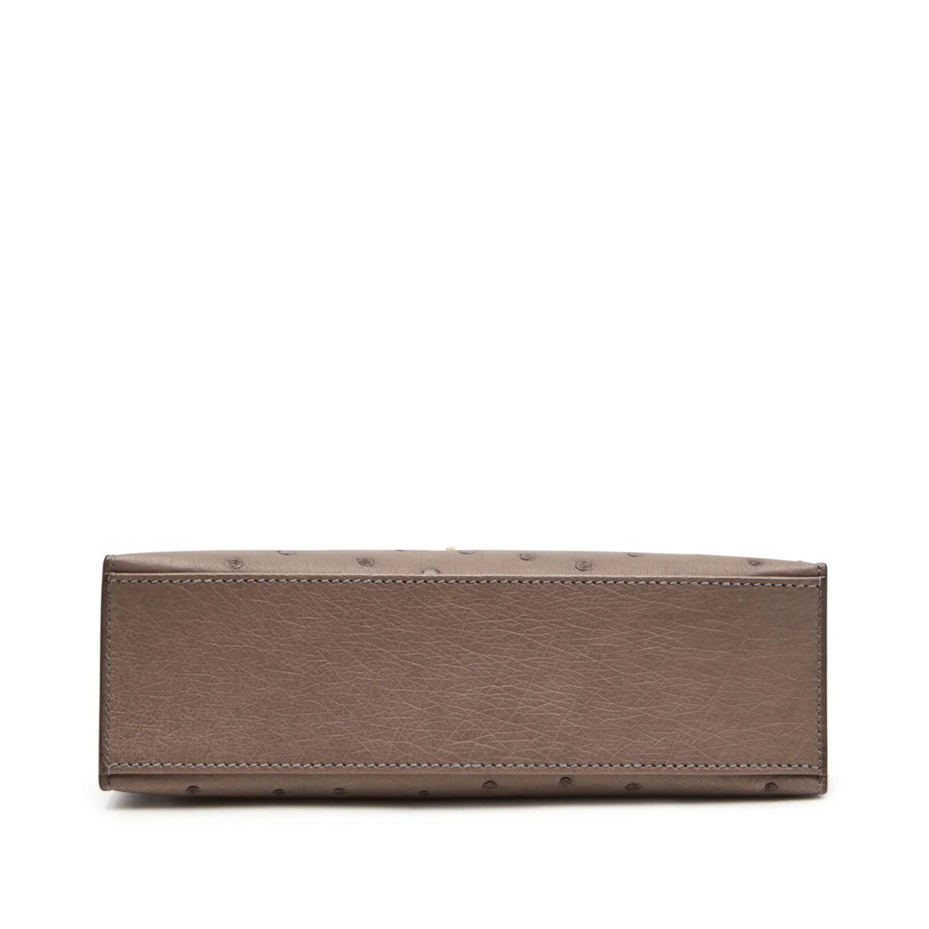 Kelly Pochette in Ostrich Leather with Gold Hardware Gris Tourterelle