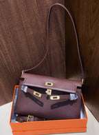 Kelly Burgundy Genuine Leather Crossbody Satchel Handbags Vintage Bags