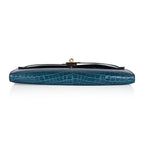 Kelly Cut Bag Blue Colvert Crocodile with Gold Hardware