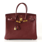 Birkin 35 Bag Red Rouge H Limited Edition Contour Navy Gold