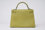 Kelly Kiwi Ostrich Grain Texture Gold Hardware