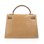 Limited Edition Tri-Color Kelly Sellier 32 Bag Poussiere Poudre Ficelle Porosus Crocodile