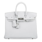 Birkin 25 Bag HSS White Clemence Trench Interior Brushed Palladium Hardware